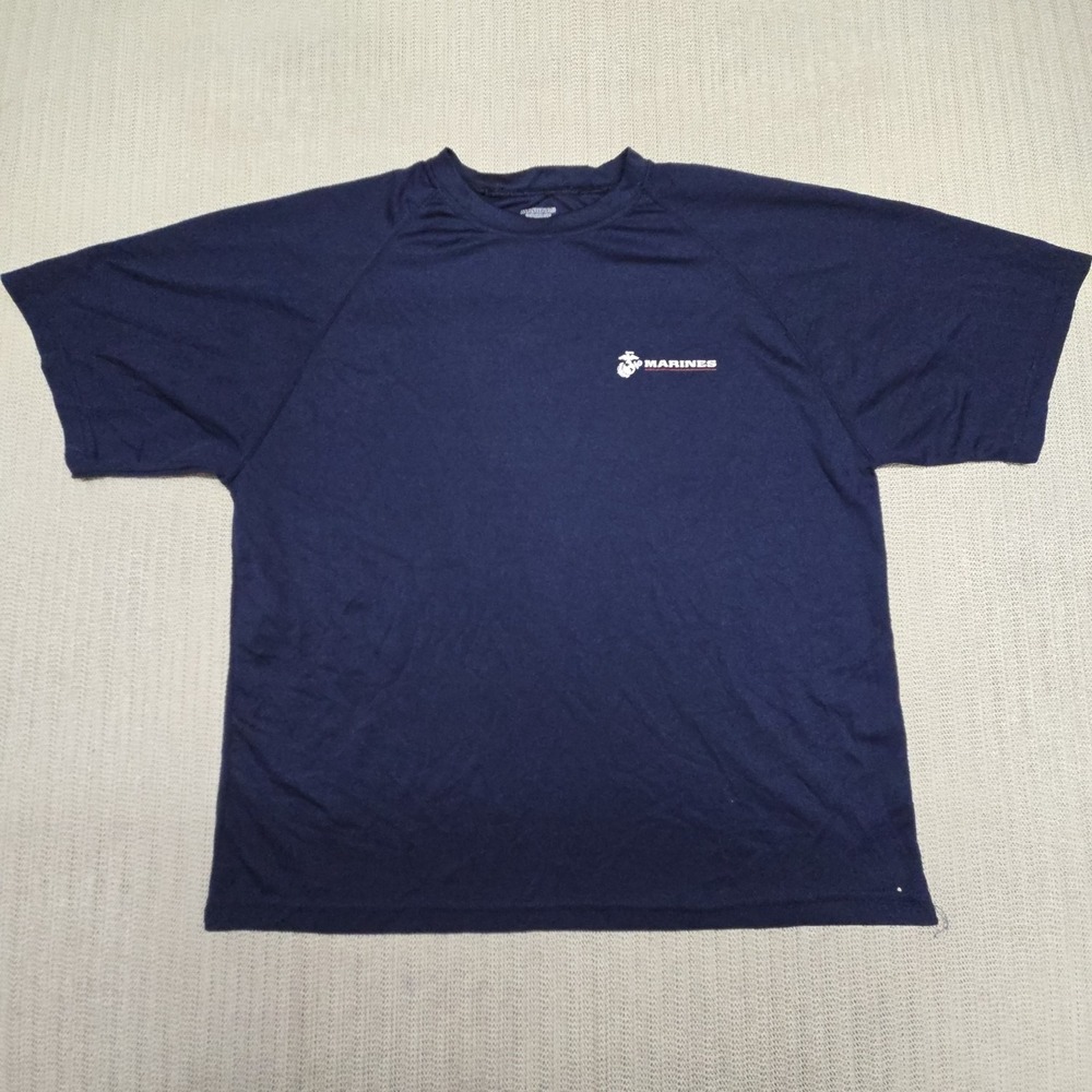 Marines Shirt Mens Large Blue Logo Graphic Tee The Few The Proud USA Raglan